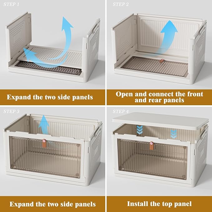23Qt Plastic Storage Bins with Lids 3 Tier, Stackable for Storage, Boxes Lids, Containers, Multifunctional Folding Bedroom, Living Room, Study, Toy White
