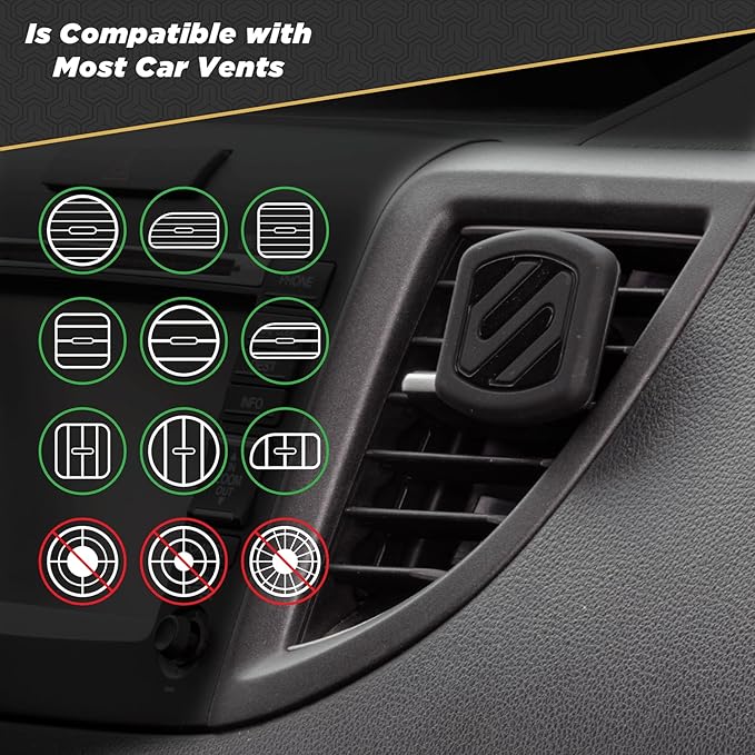 Scosche MAGVM2B MagicMount Magnetic Cell Phone Stand, Hands-Free Cellphone Holder for Car Vent Phone Mount Compatible with iPhone, Samsung and all Mobile Android Phones, Not Compatible with MagSafe