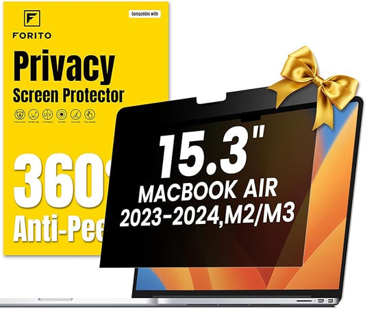 F FORITO 360° Privacy Screen Protector Compatible with MacBook Air 15.3 inch (2023-2025, M2, M3, M4), Anti Peeping and Anti Glare Laptop Privacy Screen Shield
