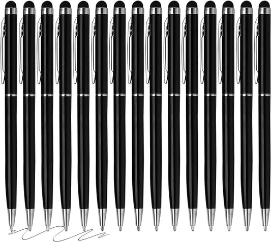 15 Pack Stylus Pens for Touch Screens Stylus Pen Compatible with Phone Tablets Kindle and Black Ink Ballpoint Pens-2 in 1 Stylists pens for Touch Screens (Black)