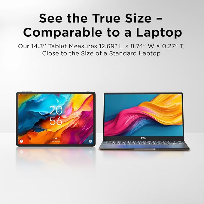 TCL NXTPAPER 14 Android Tablet, 14.3" Paper-Like Display Drawing Pad & Digital Notebook with 4096-Level Stylus & Flip Case, 8+8GB RAM, 256GB Storage, 10000mAh Battery, Multi-Window, Gray