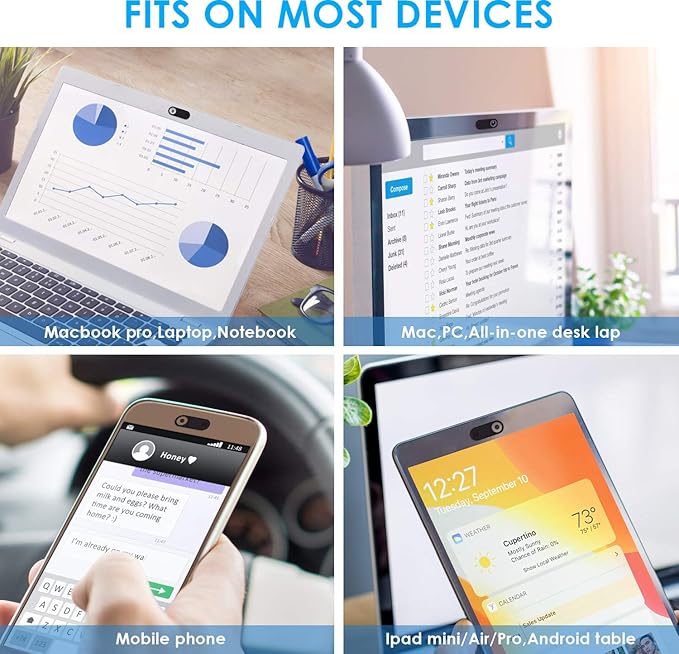 HKDGYHON Laptop Camera Cover, Privacy Security Cover, Ultra-Thin Web Cam Privacy Cover for MacBook, iMac, Laptop, Desktop, Pc, iPad, iPhone, Smartphone, Privacy Web Camera Protection (Blue - 3 Pack)