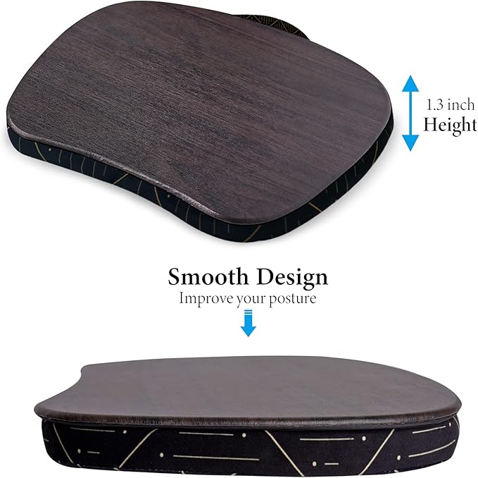 Lap Laptop Desk - Portable Lap Desk with Pillow Cushion, Fits up to 15.6 inch Laptop for Home Office Students Use as Computer Laptop Stand, Book Tablet(1-Dark Grey)