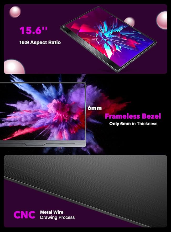 UPERFECT Truely 4K Computer Monitor, 15.6" UHD FreeSync 100% AdobeRGB 450 Nits Brightness HDR IPS Speaker Eye Care Game Display 2 Type-C Full HDMI for Laptop Phone, VESA & Smart Case