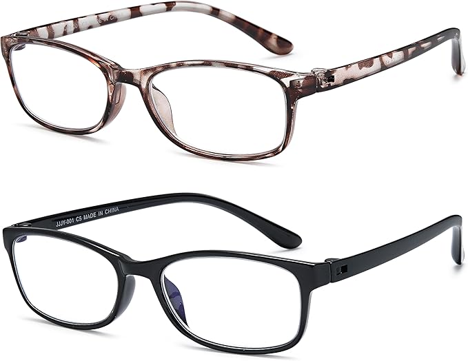 EYEURL Reading Glasses For Women - Blue Light Blocking Glasses Reduce Eyestrain - 2 Pack TR90 Frame Lightweight +0.0