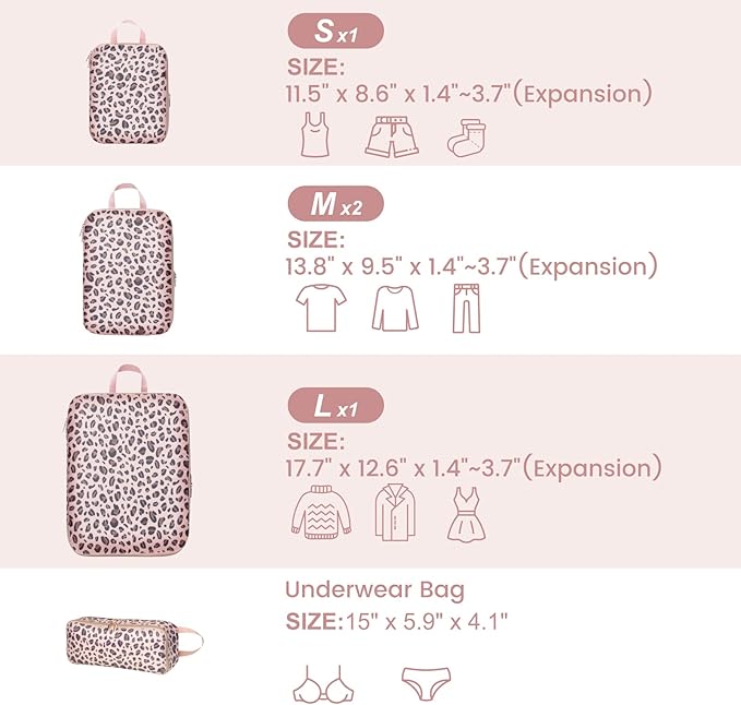 Cambond Compression Packing Cubes for Travel Women - Travel Bags Luggage Organizers Travel Essentials Compression Cubes for Travel Carry on Suitcases Organizer