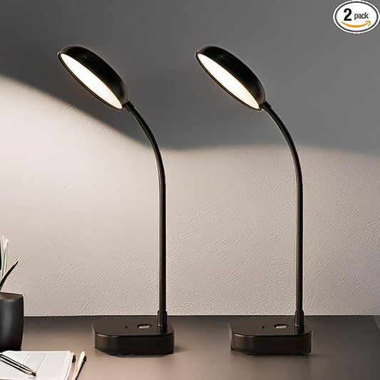 Small Led Desk lamp Rechargeable,2 Pack Black,20pcs Eye Protection Light Bead,3 Color Lights,Adjustable Brightness,400 lumens,Small Table lamp,Rechargeable lamp,Desk Light for Office
