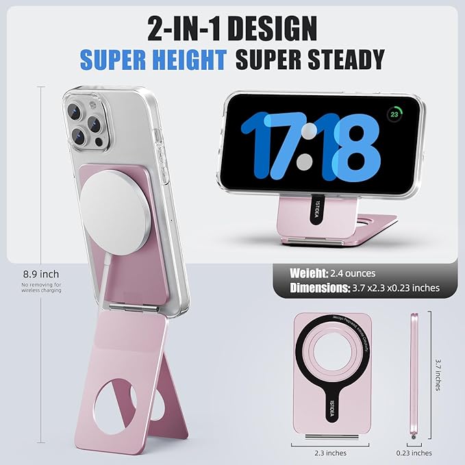 Magnetic Tripod for iPhone, Aluminium Phone Tripod Stand Compatible with Magsafe iPhone 17/16/15/14/13/12 Series, Foldable Strong Magnetic Phone Stand & Portable Phone Holder