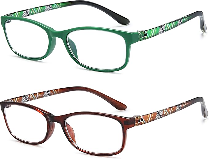 EYEURL Reading Glasses For Men Women - Blue Light Blocking Glasses Reduce Eyestrain - 2 Pack TR90 Frame Lightweight +3.0
