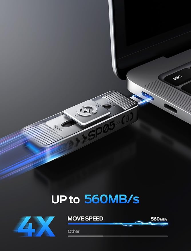 MOVE SPEED 2TB Solid State Drives with Dual Ports & Push-Pull Design 560MB/s Read Speed, Type C + USB 3.2 Drive Portable ssd for iPhone 15/16/Android/Mac