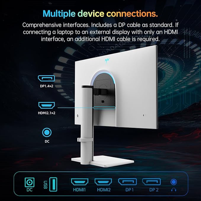 KTC Monitor 27-inch White Gaming Monitor WQHD (2560x1440) Fast IPS, 300Hz (Supports 320Hz via Overclocking) 1ms 144% sRGB High Brightness 450cd/㎡, Low Blue Light, Flicker-Free, 2 x HDMI, 1 x DP H27E6