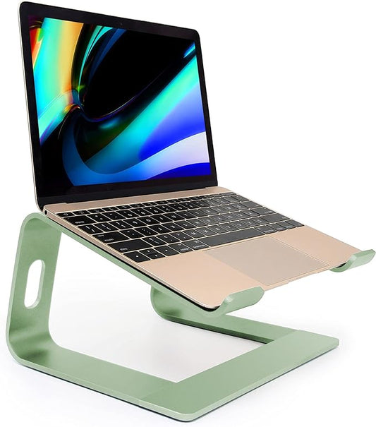 Ergonomic Aluminum Laptop Mount - Adjustable Computer Stand for MacBook Pro/Air HP Lenovo Samsung Dell - Fits 10-17.3" Laptops (Apple Green)