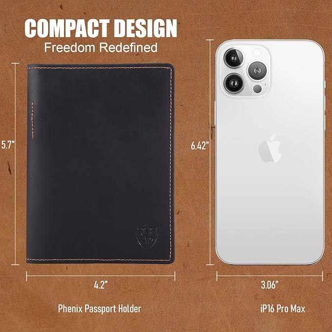 STAR VISTA Phoenix Leather Passport Holder, Full Grain Cowhide Travel Wallet - RFID Blocking, ID Window, Zipper Pocket, Pen & Notebook Included, Dark Chocolate