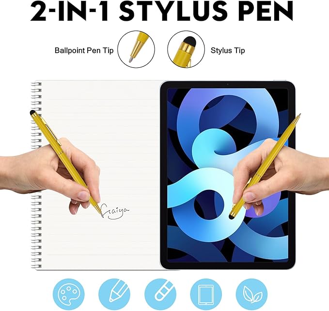 15 Pack Stylus Pens for Touch Screens Stylus Pen Compatible with Phone Tablets Kindle and Black Ink Ballpoint Pens-2 in 1 Stylists pens for Touch Screens (Gold)