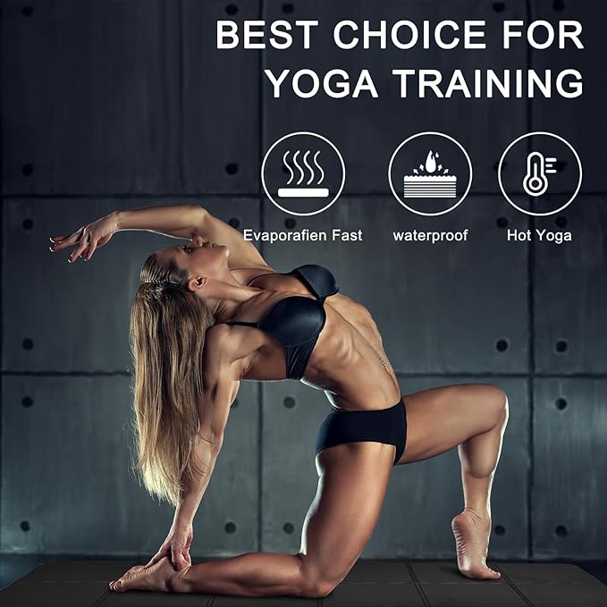 Foldable Yoga Mat 72" L x 32" W x 0.32 Inch Extra Thicked and Wided, Folding Yoga Mat for Travel with Canvas Carrying Bag, Non-Slip TPE Exercise Pilates Mat