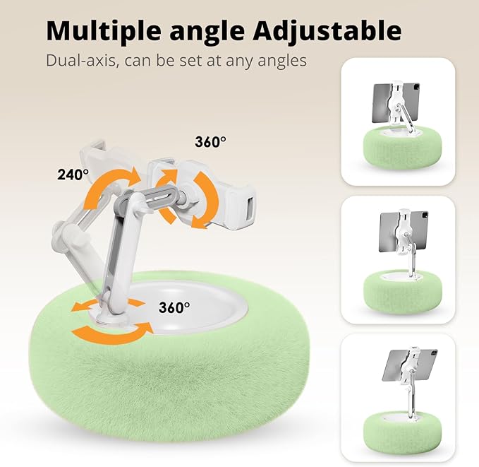 Kindle/Tablet Pillow Stand for Reading, Adjustable Tablet Stand Phone Holder for Bed with Detachable Sanck Bowl, Fits 4.7"-13" Kindle/Phones/Tablets/, Watch Videos, Stream Media, Green