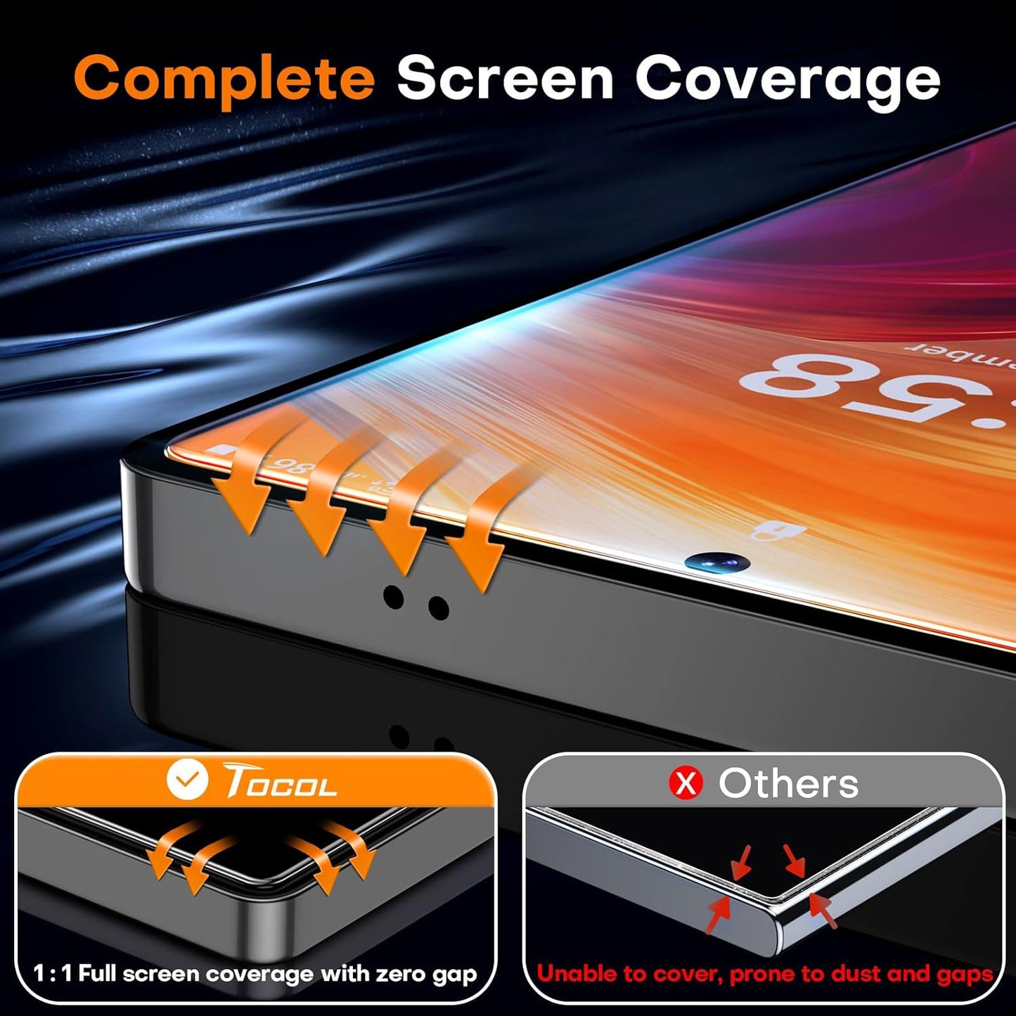 TOCOL for Samsung Galaxy S25 Ultra Screen Protector [9H Hardness] [Military Grade Shatterproof] HD Tempered Glass 2 Pack