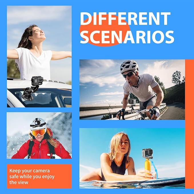 HONGDAK 70in1 Upgrade Action Camera Accessories Kit Compatible with GoPro Hero 13 12 11 10 9 8 7 6 5 4 3 3+ Max 11 mini Insta360 X5 X4 X3 X2 GO3 DJI Osmo Action 4 3 AKASO Sony Sports DV