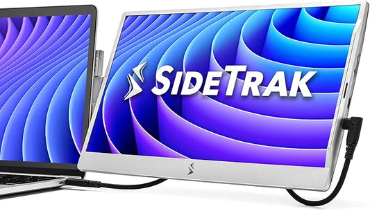 SideTrak Swivel 14" Patented Attachable Portable Monitor for Laptop | FHD TFT Laptop Dual Screen | Mac, PC & Chrome Compatible | Fits All Laptops | Powered by USB-C or Mini HDMI (Light Silver)