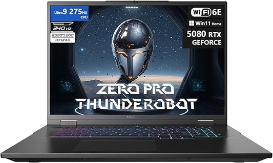 Thunderobot Zero 18 Pro 5080 Gaming Laptop, 18" QHD+ 240Hz 2.5K Hummingbird Display, Core Ultra 9 275HX, GeForce RTX 5080, 32GB DDR5, 1TB SSD, Per-Key RGB, FHD IR Camera, Wi-Fi 6E, Win 11 Home