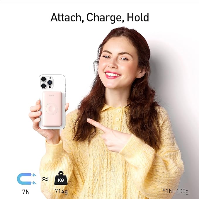 iWALK Magnetic Wireless Power Bank with iWatch Charger,10000mAh PD Fast Charging Portable Charger Compact Battery Pack Compatible with iPhone 17/16/15/14/13/12 Series,Apple Watch Ultra/8/7/6/5/4