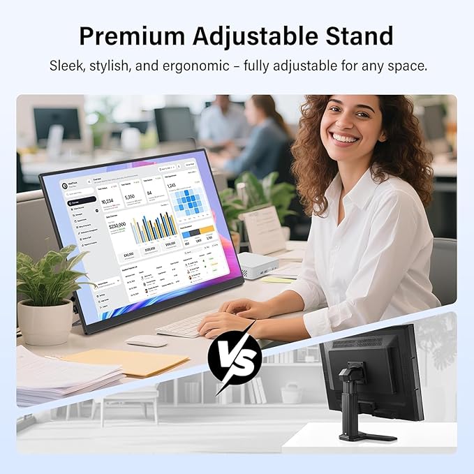 InnoView Large Portable Monitor 23.8inch FHD 1080P 144Hz USB-C, HDMI Computer Display HDR 100% sRGB IPS Gaming Monitor W/180°Adjustable DC Eyes Care Stand for Laptop PC MAC Phone PS4 Xbox Switch