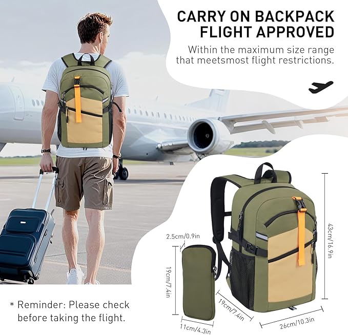 20L Lightweight Hiking Backpack for Men & Women – Small Travel Daypack with Phone Pocket – Durable & Compact for Hiking,Traveling,Camping,and Outdoor Adventure,Green