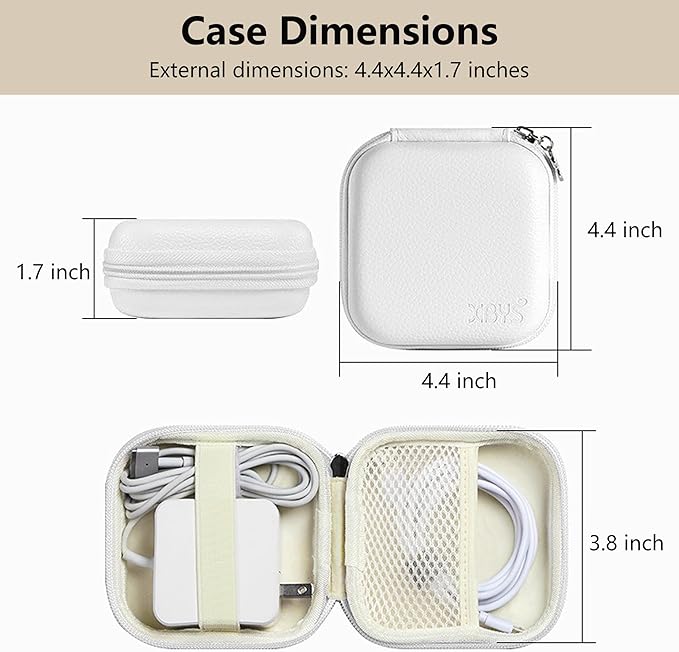 Charger Case for Macbook, Portable Tech Electronic Organizer Bag, Travel Storage Pouch for Laptop Accessories, MacBook Power Adapter, Charging Cords, USB Drives, Power Bank (White, M)