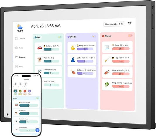 Digital Calendar Touch Screen 10 Inch, Electronic Calendar Chore Chart with 1080P Interactive Touchscreen for Family Monthly/Weekly/Daily Planner, Smart Calendar with Desk Mount - Black