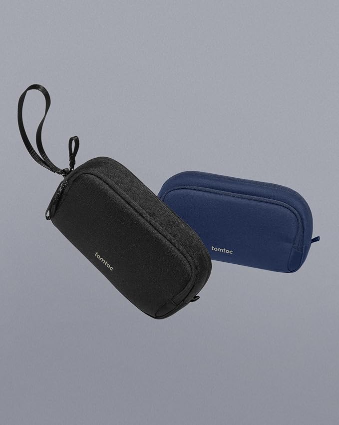 tomtoc Electronic Organizer Travel Case, Water Resistant Dual Compartment Tech Pouch Cable Organization Storage Bag for Charger, Cord, Phone, Hard Drive, Power Bank, Accessories Travel Essentials