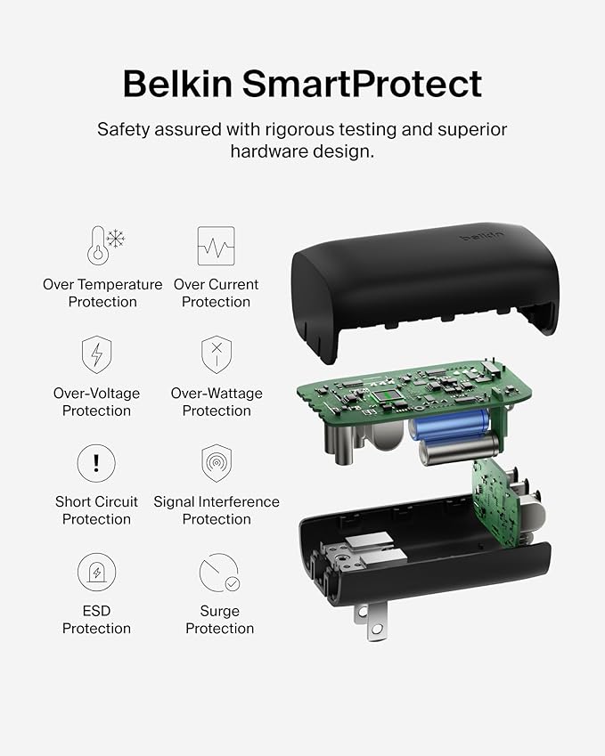 Belkin 3-Port USB C Charger Block w/PPS 67W, USB-C PD 3.1 Super Fast Charging - Samsung Galaxy S25, Apple iPhone 17, Air, Pro, Pro Max, MacBook, AirPods, Apple Watch, Nintendo Switch 2, etc. - Black