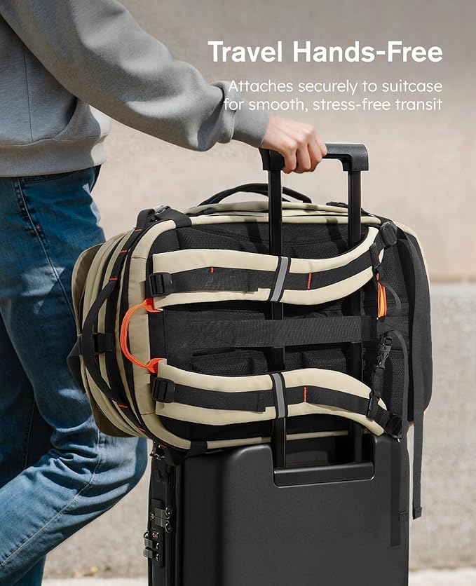 Tolaccea Travel Laptop Backpack, TSA Friendly Flight Approved Carry-on Business Rucksack Work Backpack with Extra Toiletry Bag, Dual Storage for 17.3" Laptop and 12.9" Tablet, 40-45L Expandable