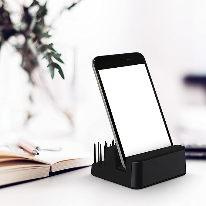 DISCOUNT PROMOS Light Up Logo Phone Stands Set of 10, Bulk Pack - Essential Smartphone Accessory, Perfect for Office and Home - Black