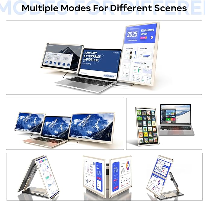 Redalf 15.6" Laptop Screen Extender, 1080P FHD Triple Portable Laptop Monitor Extender,Detachable Screen Travel Monitor for 13"-17.3" Laptops (Mac/Wins/Chrome/Dex)