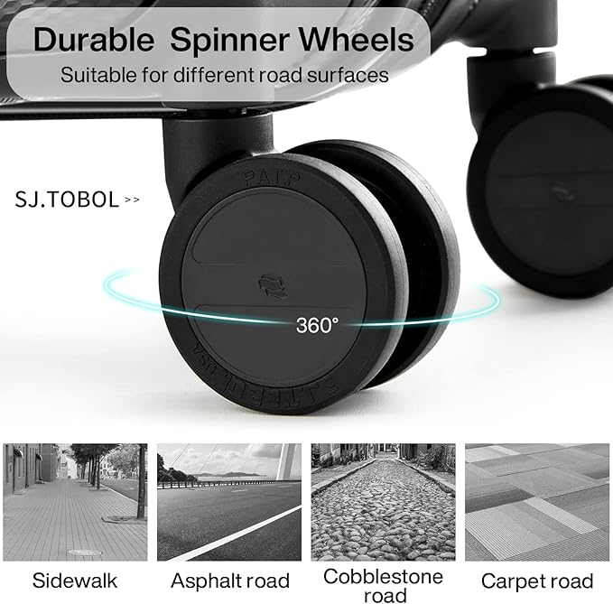 Hanke Luggage Sets 2 piece Carry On Luggage with Wheels PC Hard Shell Suitcases Lightweight Checked Travel Luggage Large Travel Suitcase Woman Men 20/29 Inch(Jet Black)