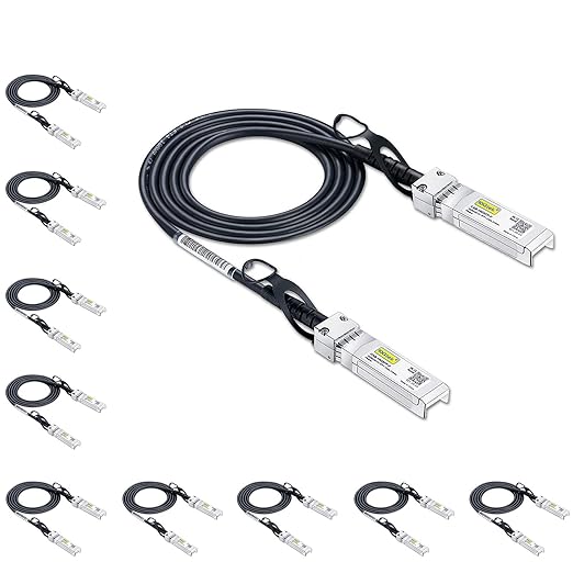 10Gtek [10-Pack 10G SFP+ DAC Cable - 10GBASE-CU Passive Direct Attach Copper Twinax SFP Cable for Cisco SFP-H10GB-CU1.5M, Ubiquiti UniFi, D-Link, Supermicro, Netgear, Mikrotik, Fortinet, 1.5m