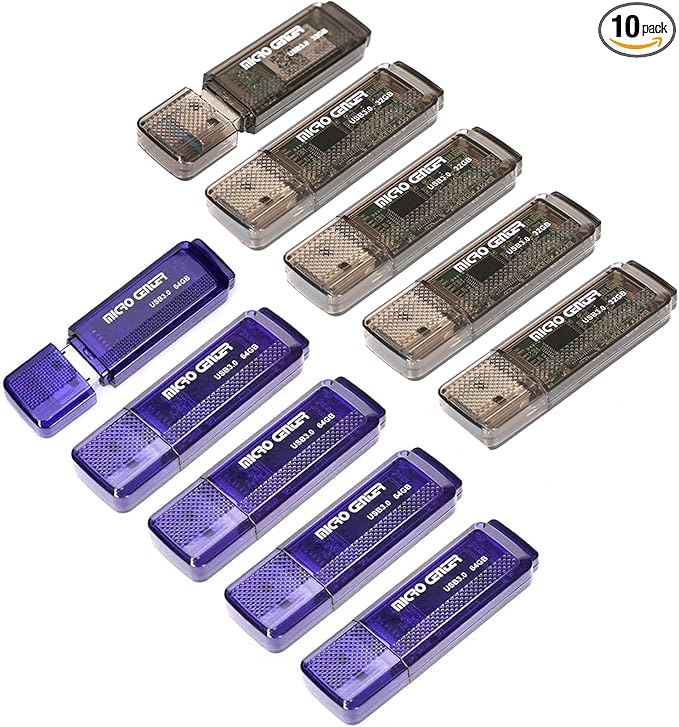 INLAND Micro Center SuperSpeed 5 Pack 64GB and 5 Pack 32GB USB 3.0 Flash Drive Mixed Multipack Thumb Drive Memory Data Storage Bulk, Much Faster Than USB2.0 Flash Drive