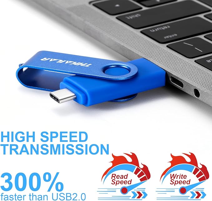 Thkailar 64GB 5 Pack USB C Flash Drive 3.1-2 in 1 Thumb Drive with USB A and Type C Port-Compatible with Android Phone/Mac Pro/PC/TV