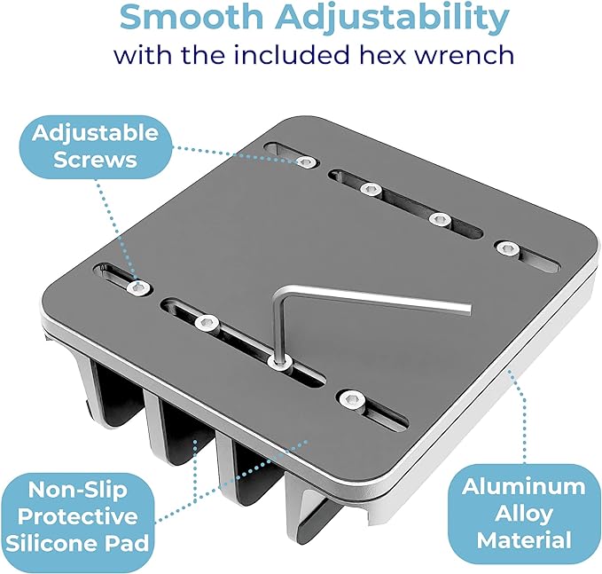 Adjustable Laptop Stand, 5 Slots, Aluminum Space-Saving, for Apple MacBook/Surface/Galaxy/Tablet/iPad/iPhone, Silver
