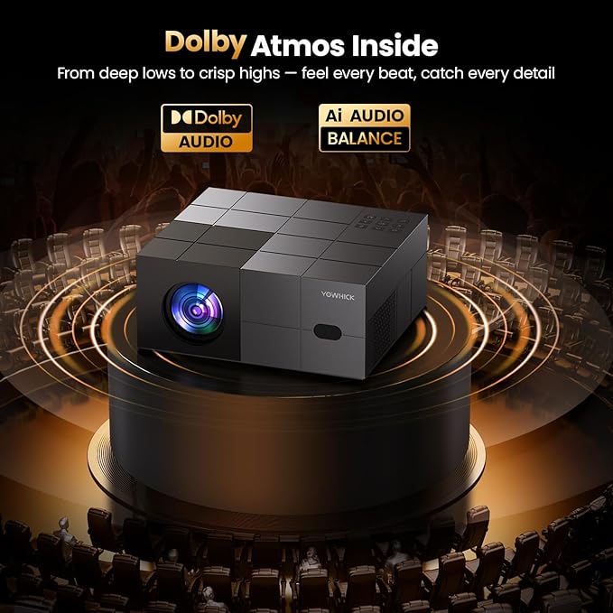 [Netflix Officially/1000 ANSI/Dolby Audio]Smart Projector with WiFi 6 and Bluetooth 5.3, 4K Outdoor Movie Projector, Electric Focus & AI Auto Keystone Portable Native 1080P Proyector (Grey)