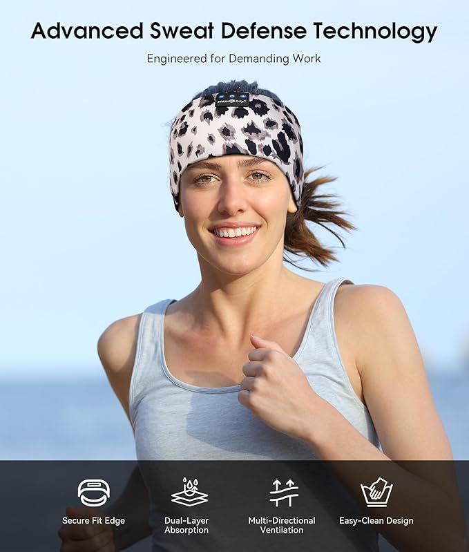 MUSICOZY Sleep Headphones Bluetooth 5.4 Headband, Wireless Earphones Music Sleep Earbuds Sleeping Eye Mask with HD Stereo Speakers for Workout Running Travel Yoga, Ideal Gifts for Women Men