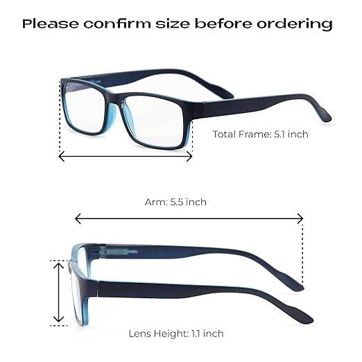 Readerest Blue Light Blocking Reading Glasses (Blue, 2.00 Magnification) Computer Eyeglasses With Thin Reflective Lens, Antiglare, Eye Strain, UV Protection, Stylish For Men And Women