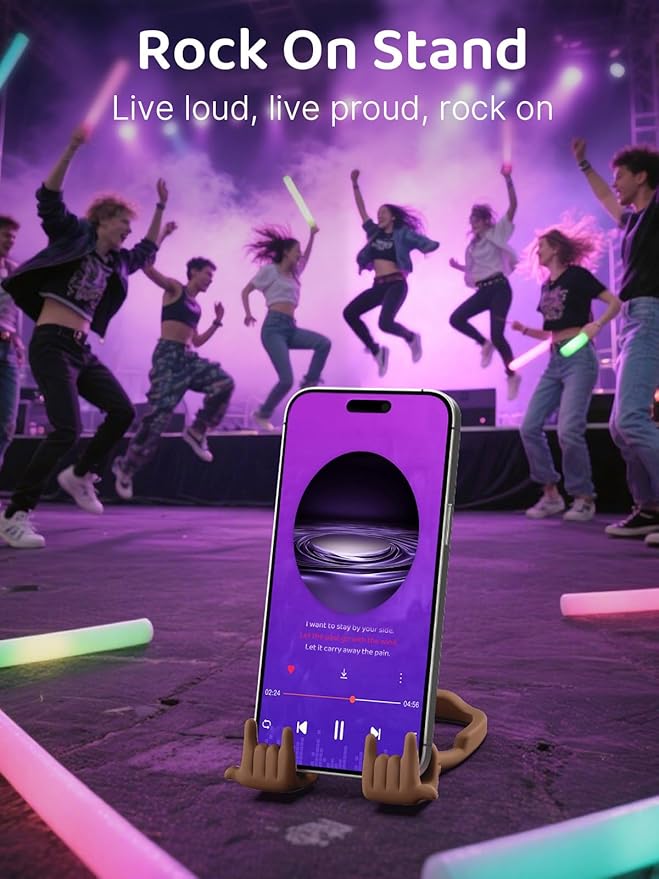 Stocking Stuffers for Teen Boys Girls Gifts Cell Phone Stand Upgrade Adjustable Rock on Lazy Phone Stand for Desk Cool Funny Gadget Gifts for Christmas Adult Men Women Wife 2 Pack (Black&Brown, 2)