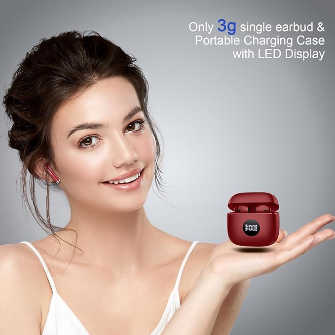 Wireless Earbuds, Bluetooth 5.4 Headphones LED Power Display Ear Buds Bass Stereo, Bluetooth Earbuds in-Ear Noise Cancelling Mic, 40H Playback Mini Case IP7 Waterproof Sports Earphones for Android iOS