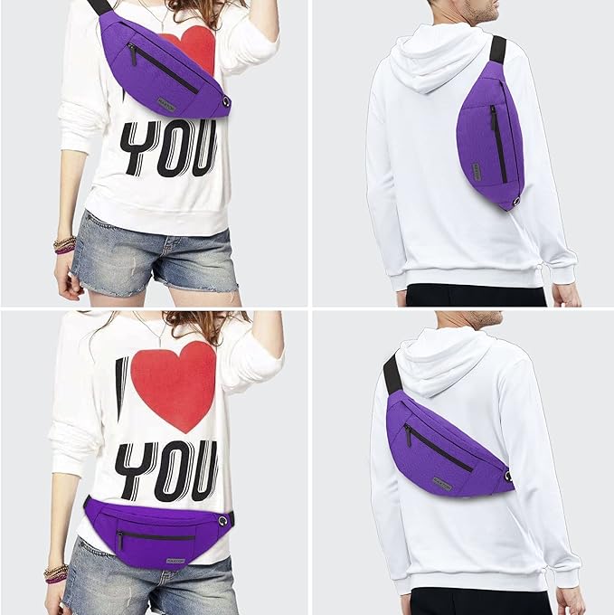 MAXTOP Large Crossbody Fanny Pack with 4-Zipper Pockets,Gifts for Enjoy Sports Festival Workout Traveling Running Casual Hands-Free Wallets Waist Pack Phone Bag Carrying All Phones