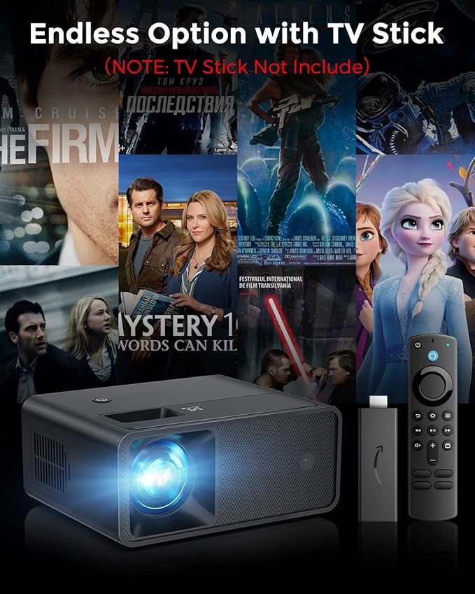 CiBest Mini Projector, 2025 Upgraded Full HD 1080P Support Video Projector, Portable Small Movie Projector, Compatible with iOS/Android/Windows/TV Stick/Box/USB/HDMI