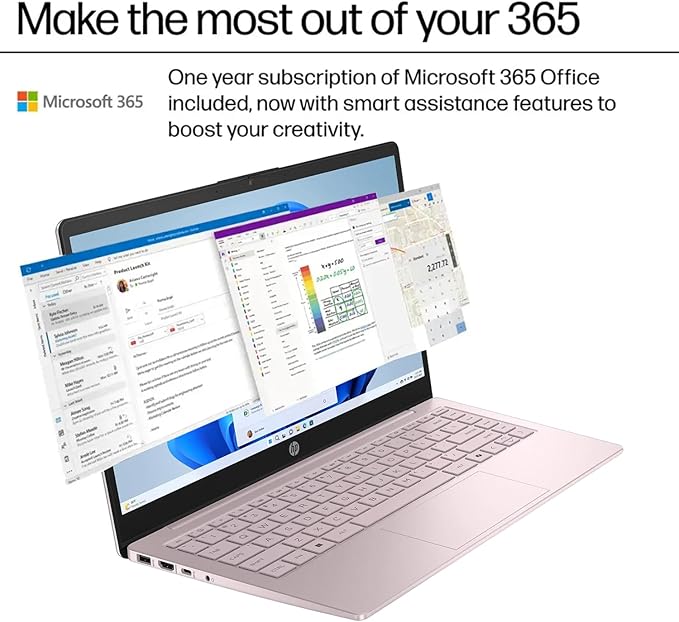 HP Ultrabook, Intel CPU, 16GB RAM, 1.6TB Storage (128GB OnBoard w/ 512GB Portable Drive + 1TB OneDrive), Up to 12 hrs Battery Life, Windows 11 Pro, Tranquil Pink, w/WOWPC 3-in-1 Bundle