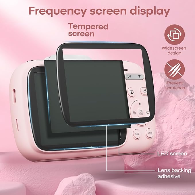 Digital Camera,5K Cameras for Photography,80MP UHD Portable Vlogging Camera,Cheap 18X Zoom Travel Point and Shoot Camera with 32GB TF Card,Photography Cameras for Beginners Teen - Pink