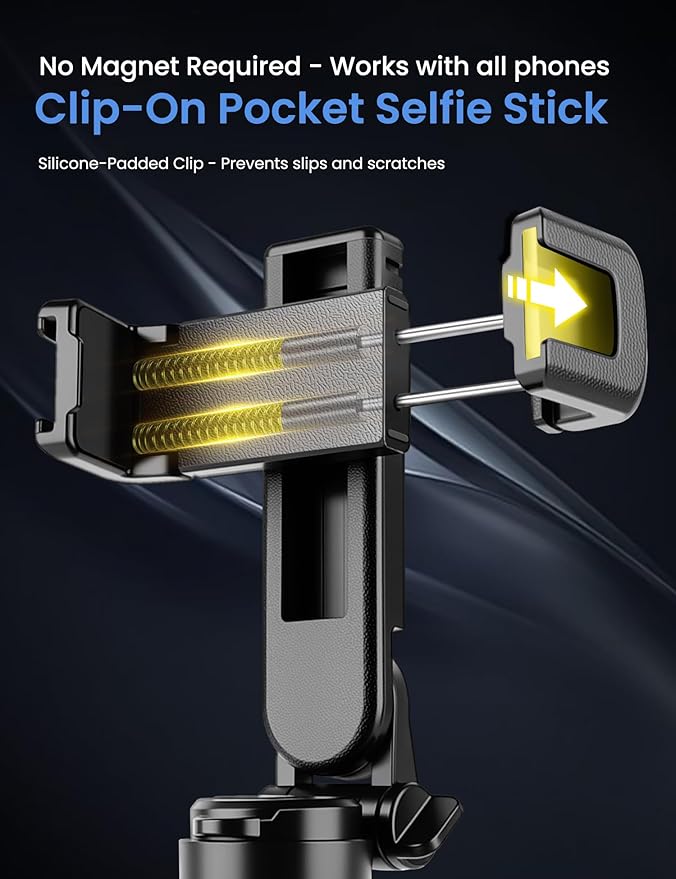 4-in-1 Multifunctional 360°Rotation Selfie Stick for iPhone with Fill Light for Low Light Environment & Indoor Scenes - Foldable Pocket LED Phone Selfie Stick Tripod