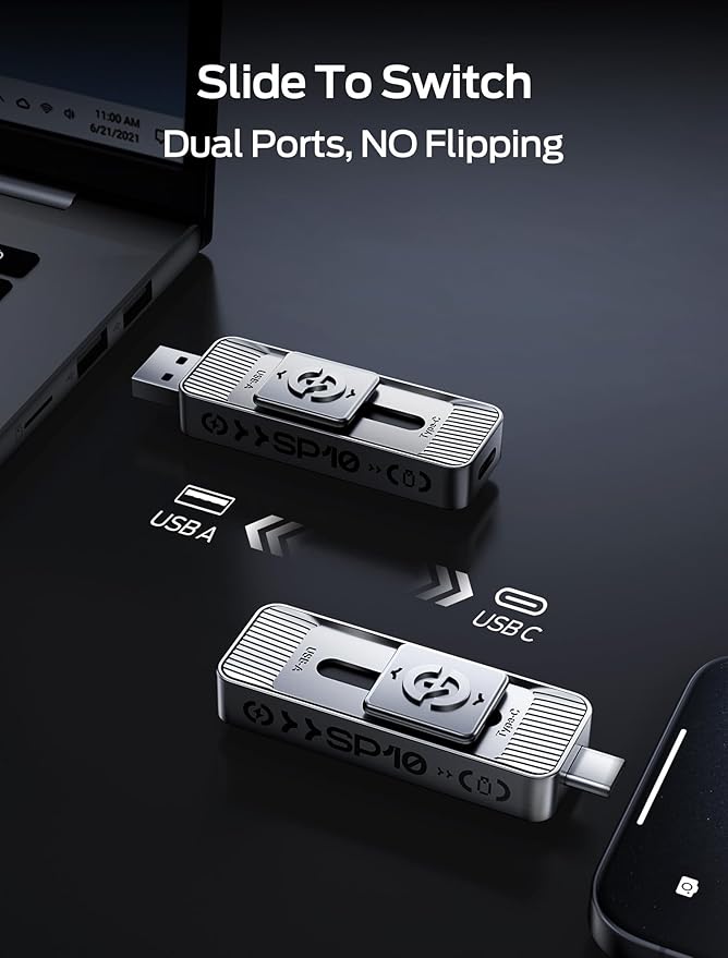 MOVE SPEED 2TB 1050MB/s Read High-Speed External Drive Dual USB 3.2 & Type-C Ports for Mac, iPad, Android - Ideal for Creators, Photographers, Fast File Transfer